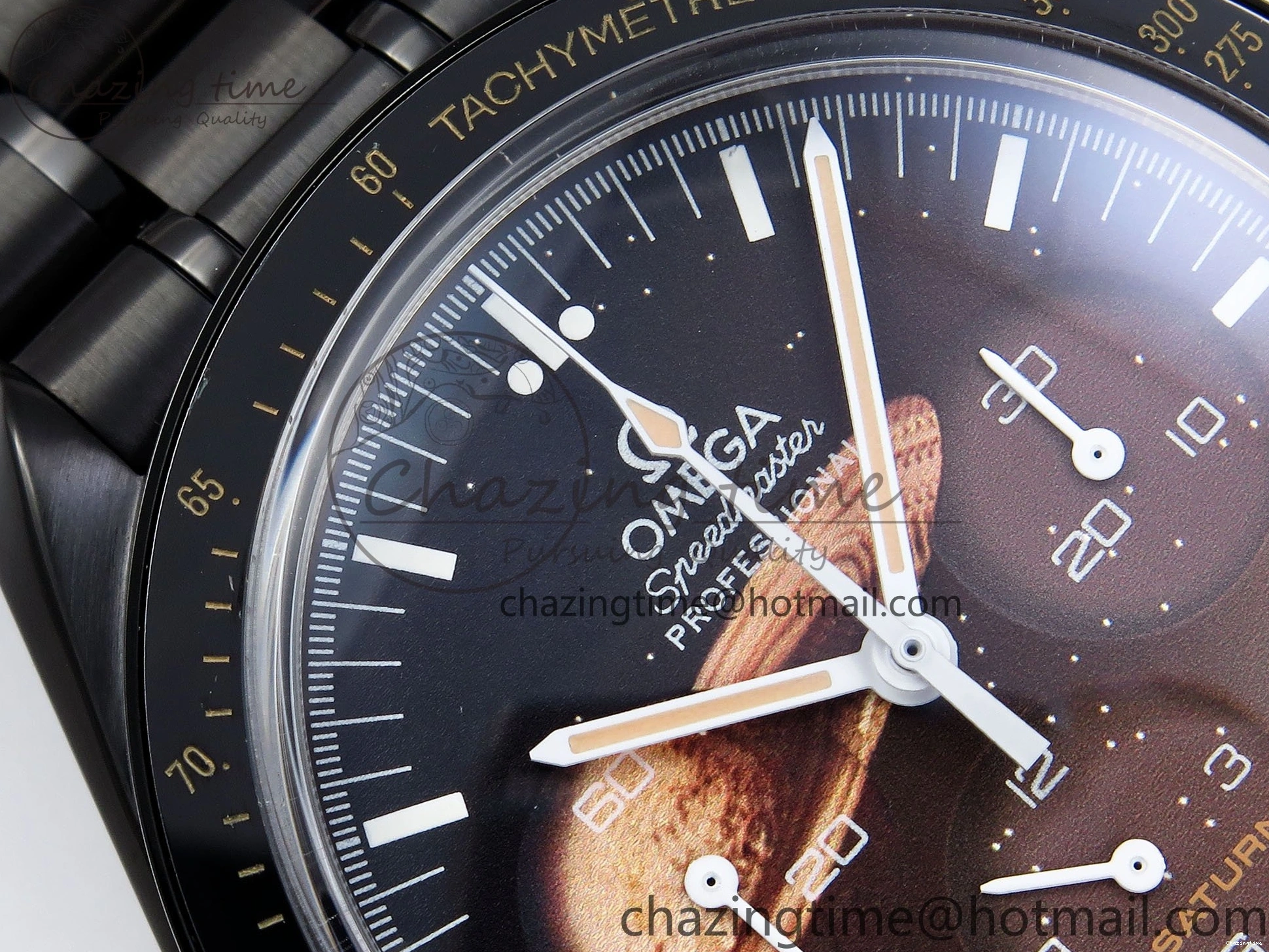 0422 Speedmaster Black Benom PVD Saturn RMF Best Edition on PVD Bracelet Lemania HW StreetReady 7726